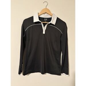 Adidas Climalite Women's Golf Pullover Black White Long Sleeve Polo Size M